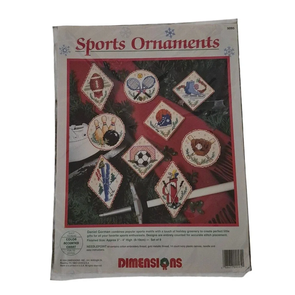 New Sports Ornaments Demensions Needle Point Kit Baseball Golf Football